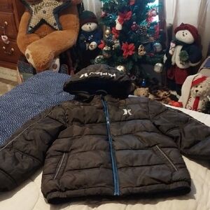Hurley Kids Black and Blue Puffer Jacket